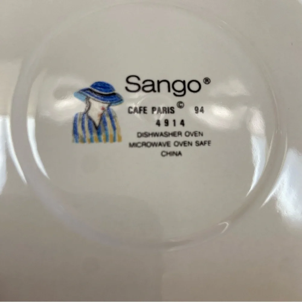 Vintage Sango‎ Cafe Paris Saucers 4914 Discontinued Set Of 4 DW/OV Safe 1994